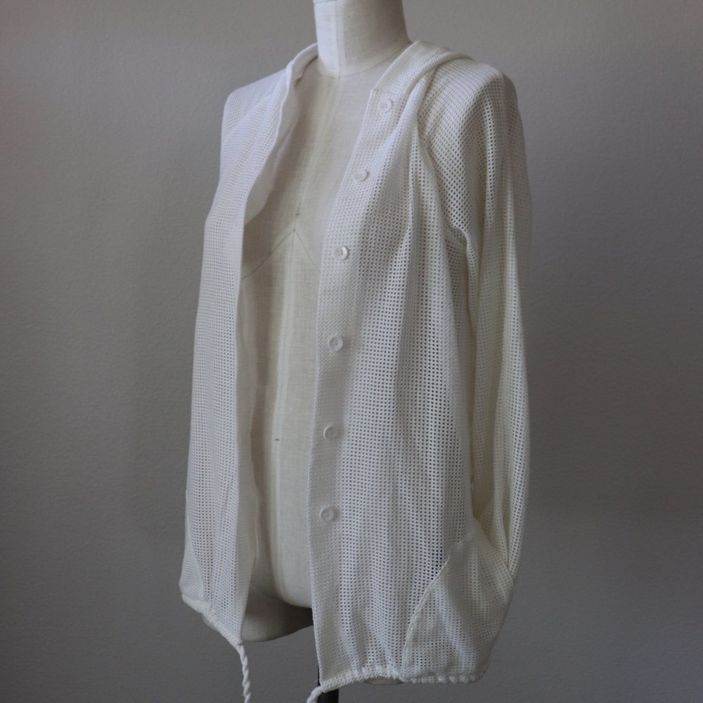 Mesh cardigan with hood
